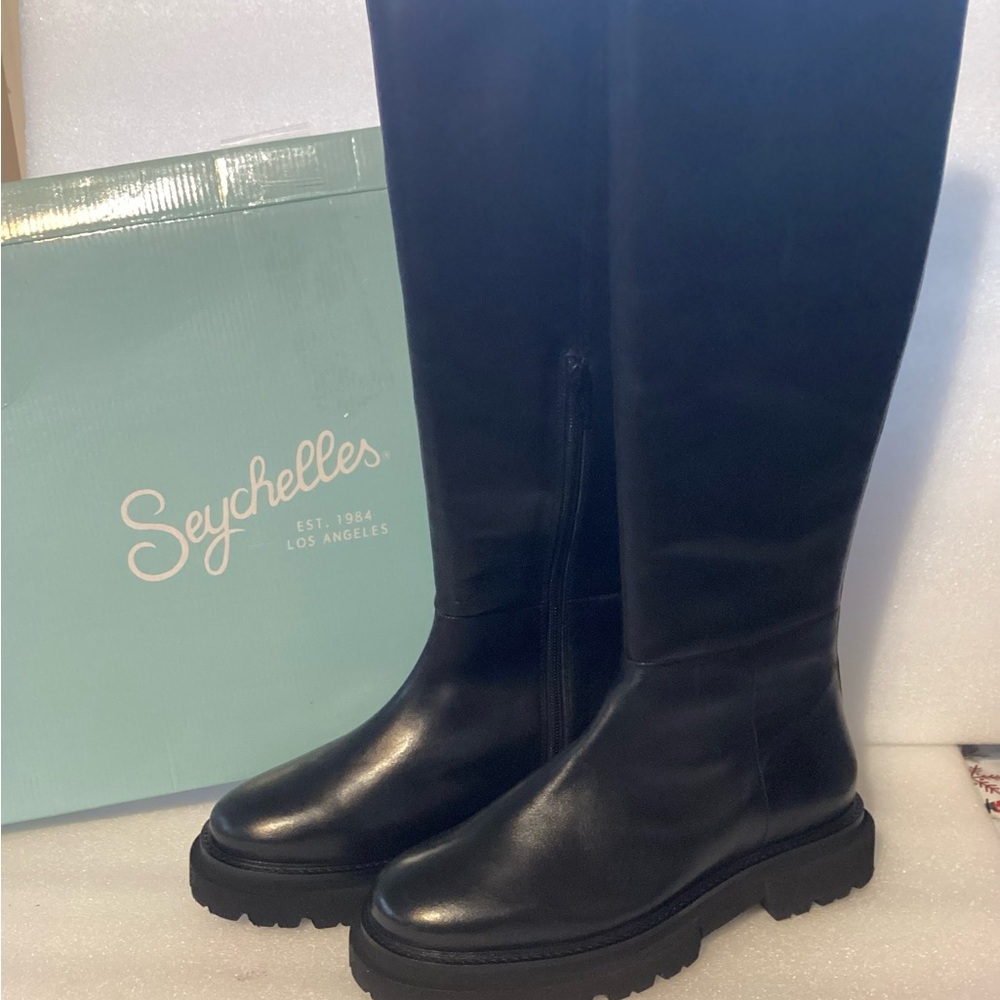 Seychelles Leather Black Over the Knee Boots brand new